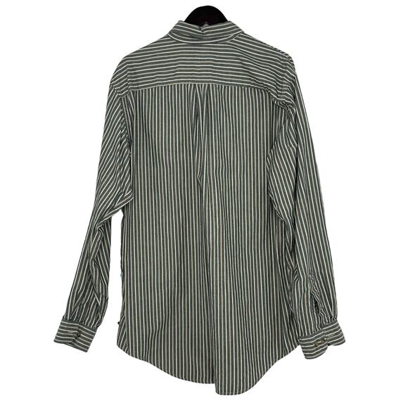 Arrow Vintage 90s Button Up Shirt Mens Large Tall Gray Tan Stripes Grandpa Y2K - Picture 2 of 6